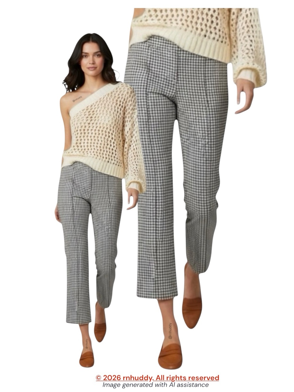 Cartonnier by Anthropologie XS black/white houndstooth Kick Flare crop Pants